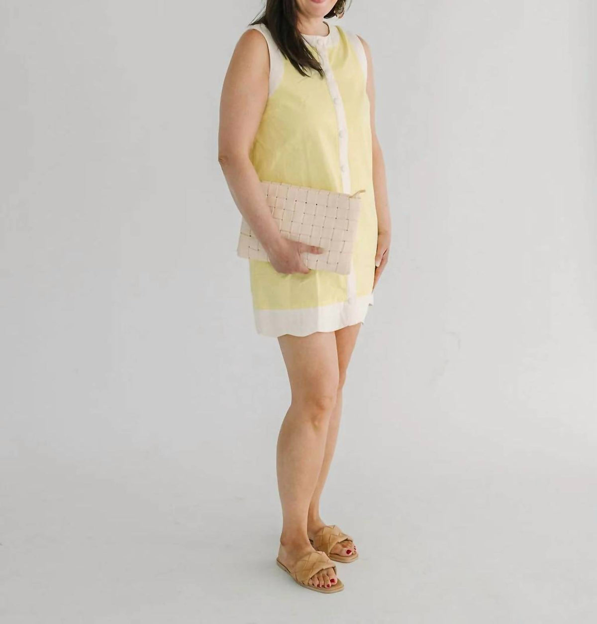 Flying Tomato - Woven Solid Mini Dress With Snap Buttons