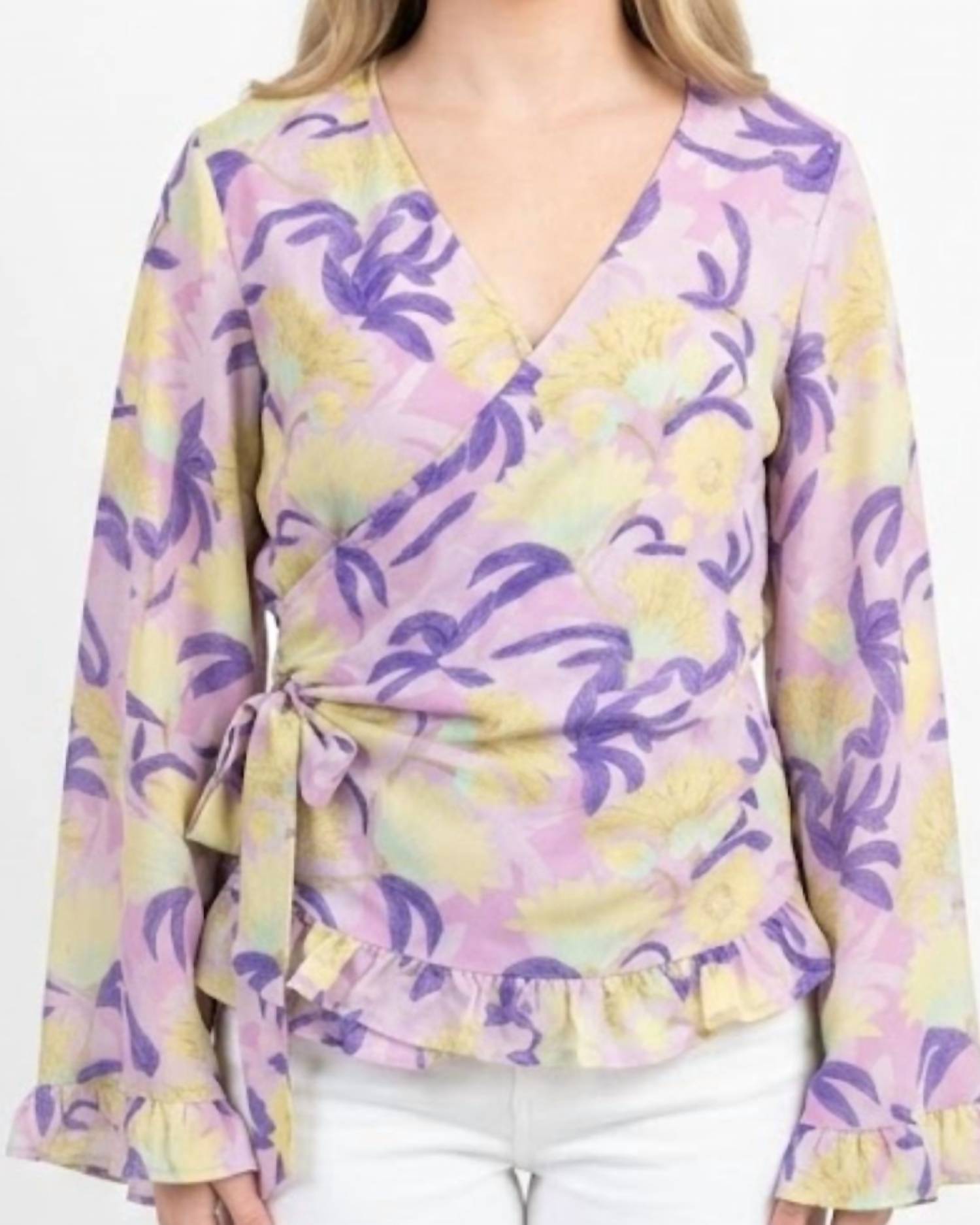 Yellow Lovebirds - Gertrude Wrap Top