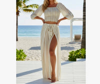 Peixoto - Resort-wear Wide Leg Pant & Crop Top Set