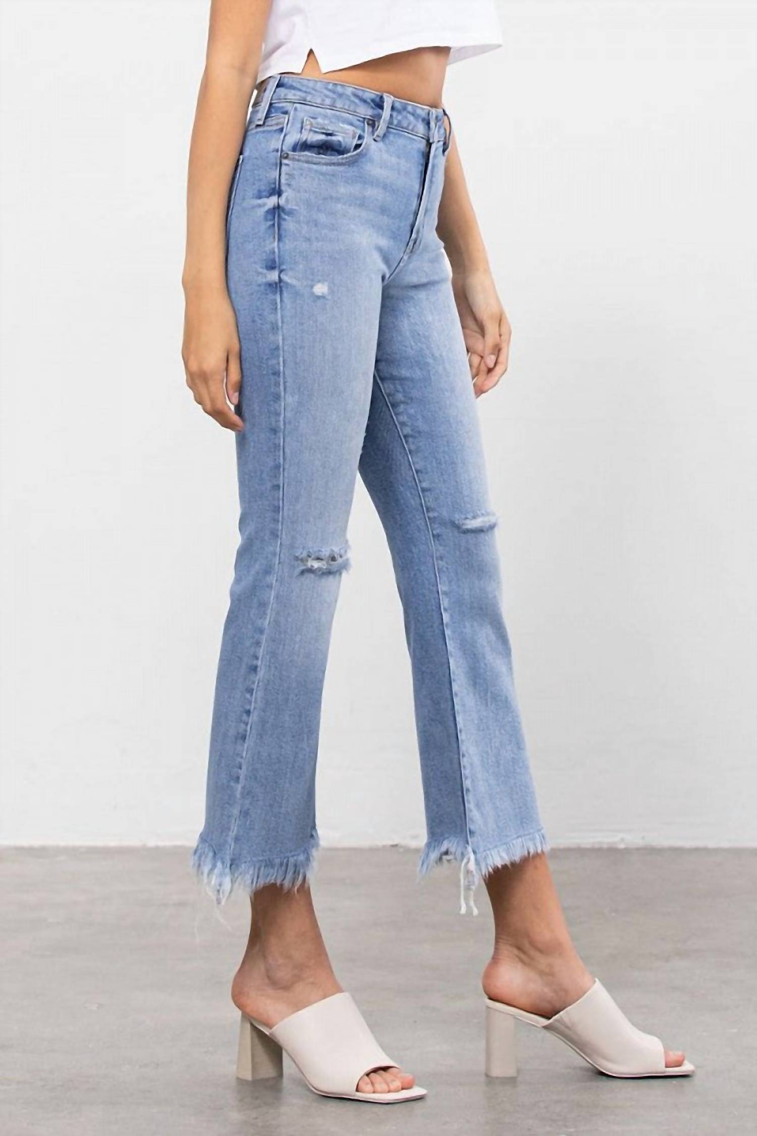 Hidden - High Rise Super Fray Crop Flare Jean