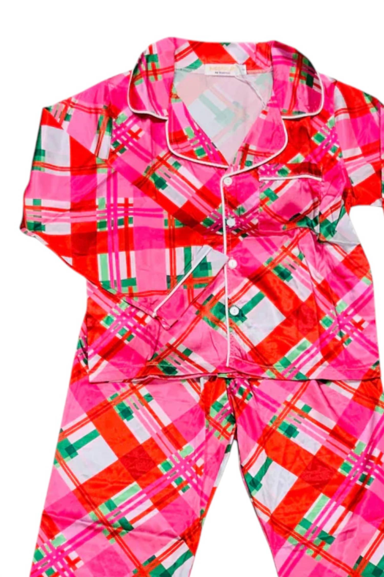 Tweenstyle - Tweens' Silky Holiday Plaid Lounge Set