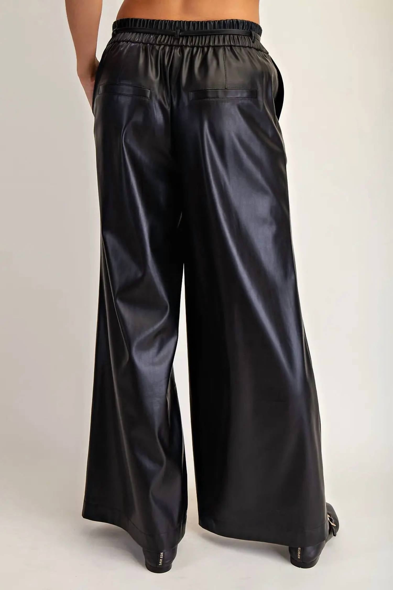 Ee:Some - Pleather Tie Waist Pants
