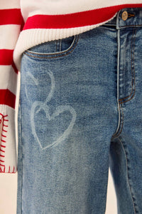 Mb By Tribal - Sophia Curvy Super Straight Denim With Printed Detail