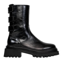 Homers Golva Leather Flat Ankle Boots in superluxe black - women's shoe