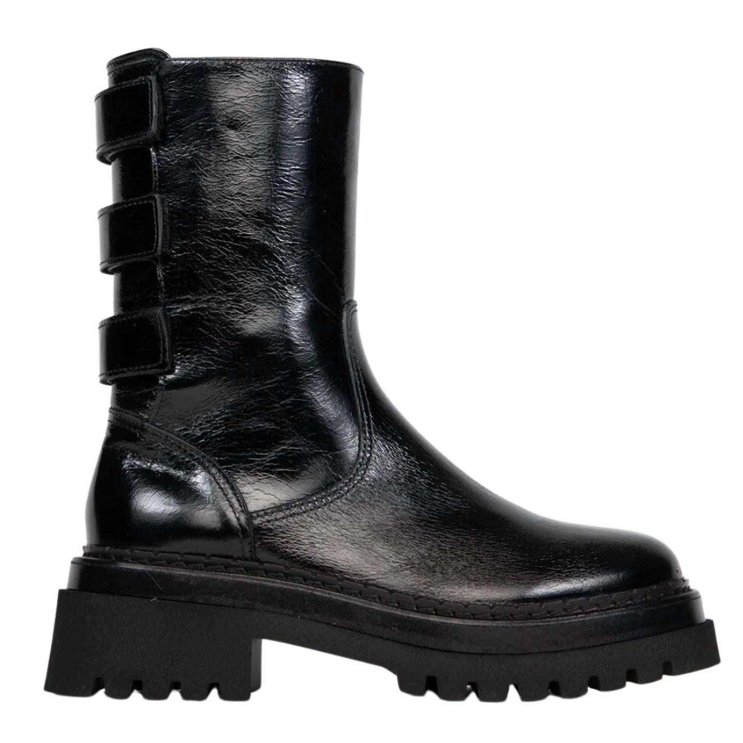 Homers Golva Leather Flat Ankle Boots in superluxe black - women's shoe