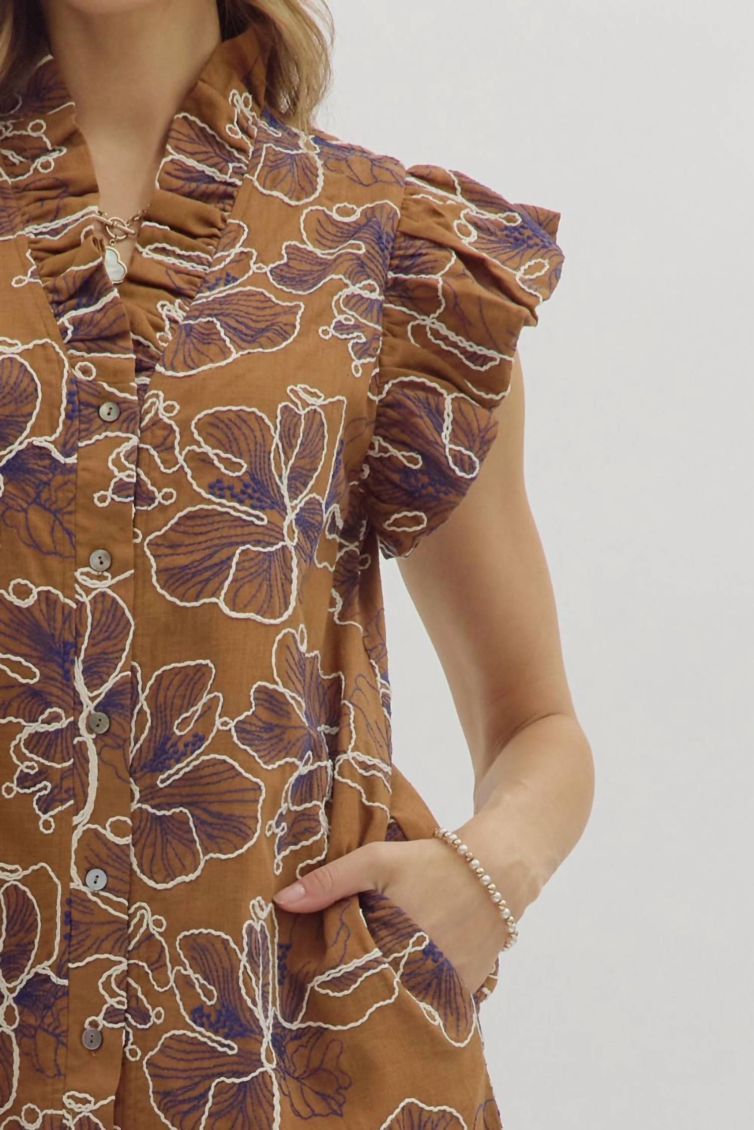 Entro - Women's Commencing Autumn Embroidered Floral Dress