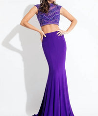 Rachel Allan - Beaded Two-piece Jersey Gown