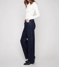 Charlie B - Wide Leg Sequin Embroidered Jeans