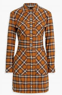 Veronica Beard - Fern Checked Cotton Flannel Mini Shirt Dress