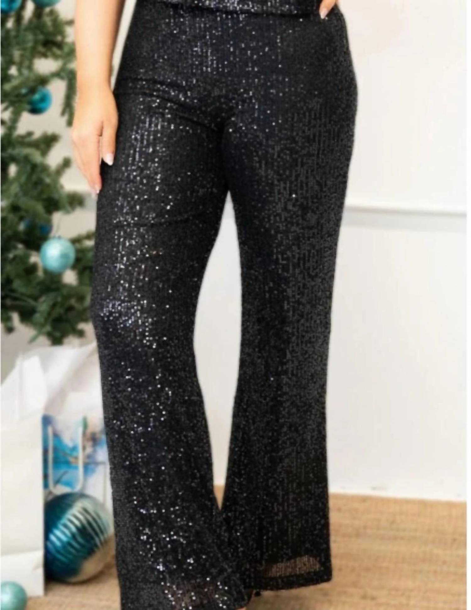 Skies Are Blue - Sequins Semi-flare Pant