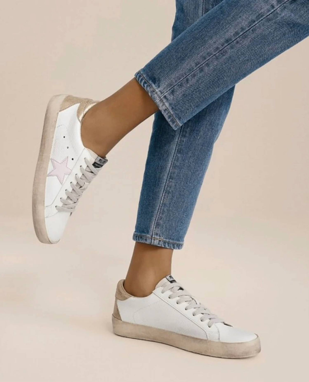 Mi.Im - Women's Low Top Lace Up Sneakers With Pink Star