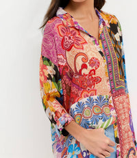 Johnny Was THE AUDREY SHIRT in magnolia patchwork - women's blouse - alternate view