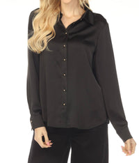 Joseph Ribkoff - Rhinestone Cowl Back Satin Blouse