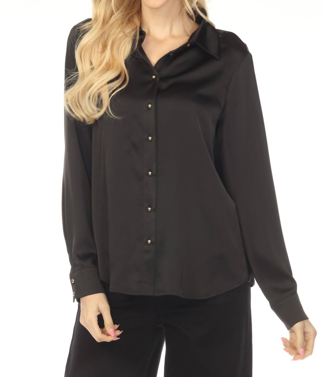 Joseph Ribkoff - Rhinestone Cowl Back Satin Blouse