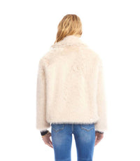 Karen Kane Cropped Faux Fur Jacket in stone 1 - women's jacket - alternate view