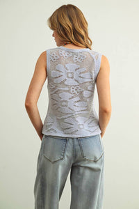 Miou Muse - Floral Knitted Sleeveless Top