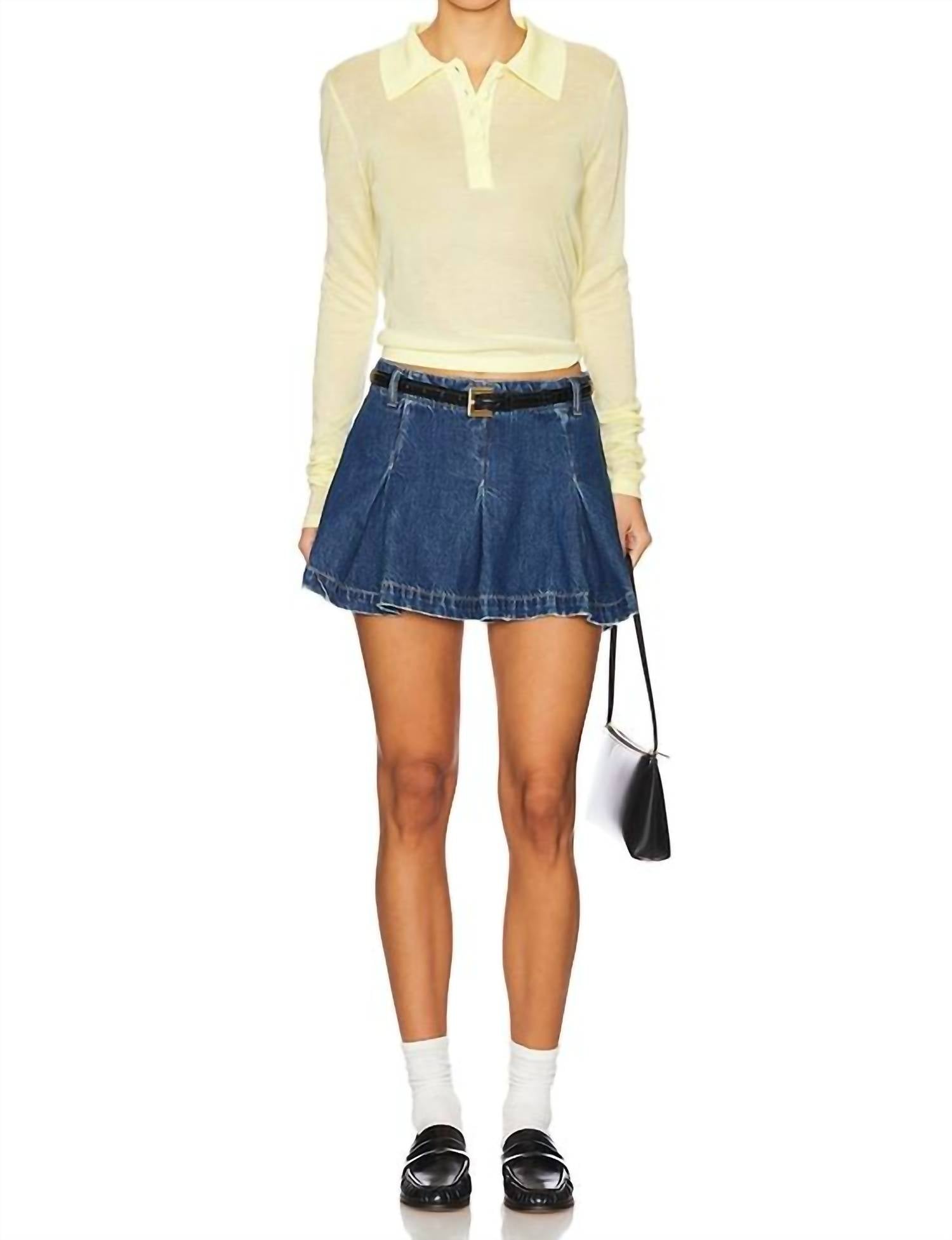 Free People Madison Ave Denim Mini Skirt in wandering eyes 1 - women's skirt