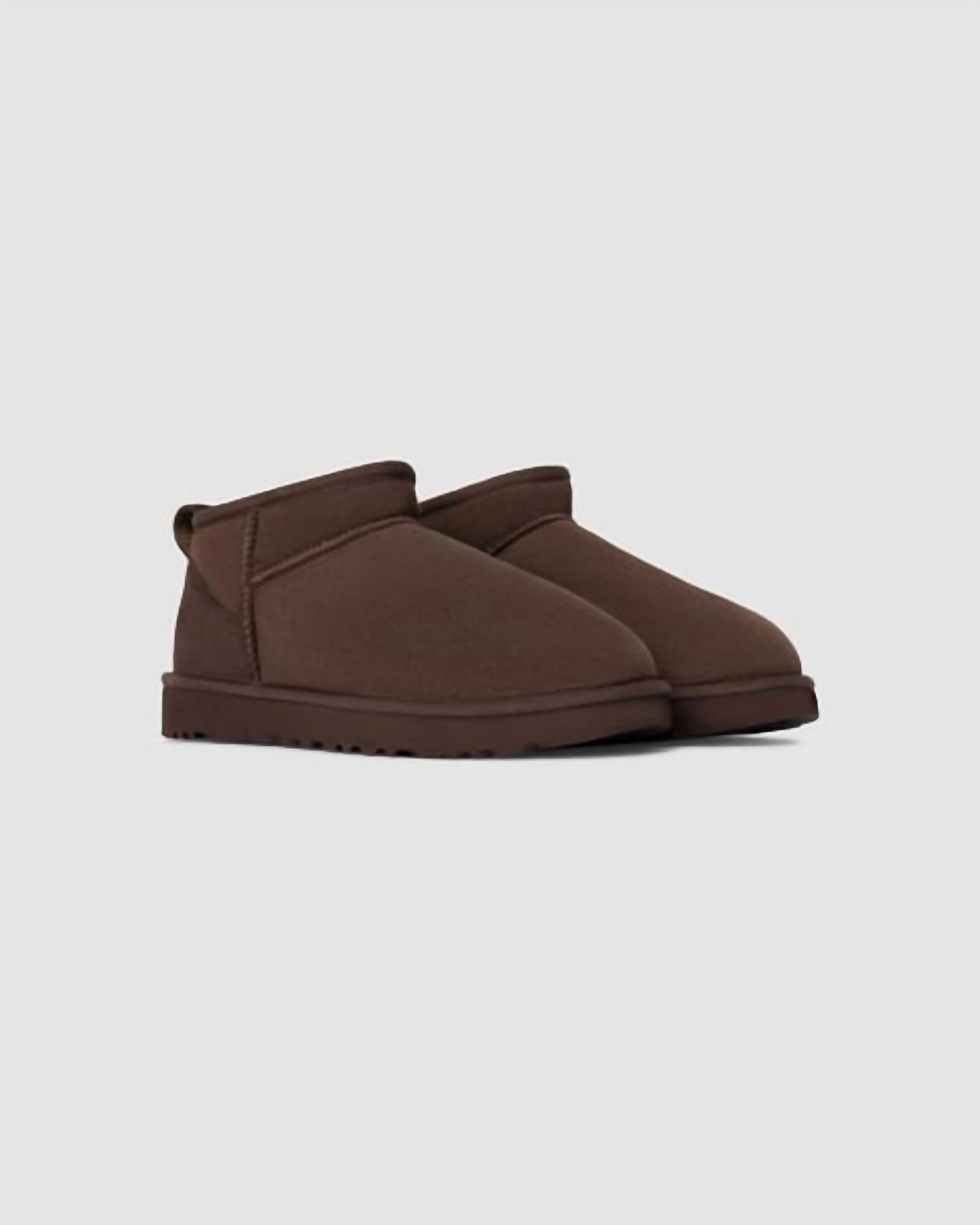 UGG Women's Classic Ultra Mini Boots in burnt cedar 1 - women's shoe - detail view