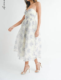 Mable - Ali Floral Strapless Midi Dress