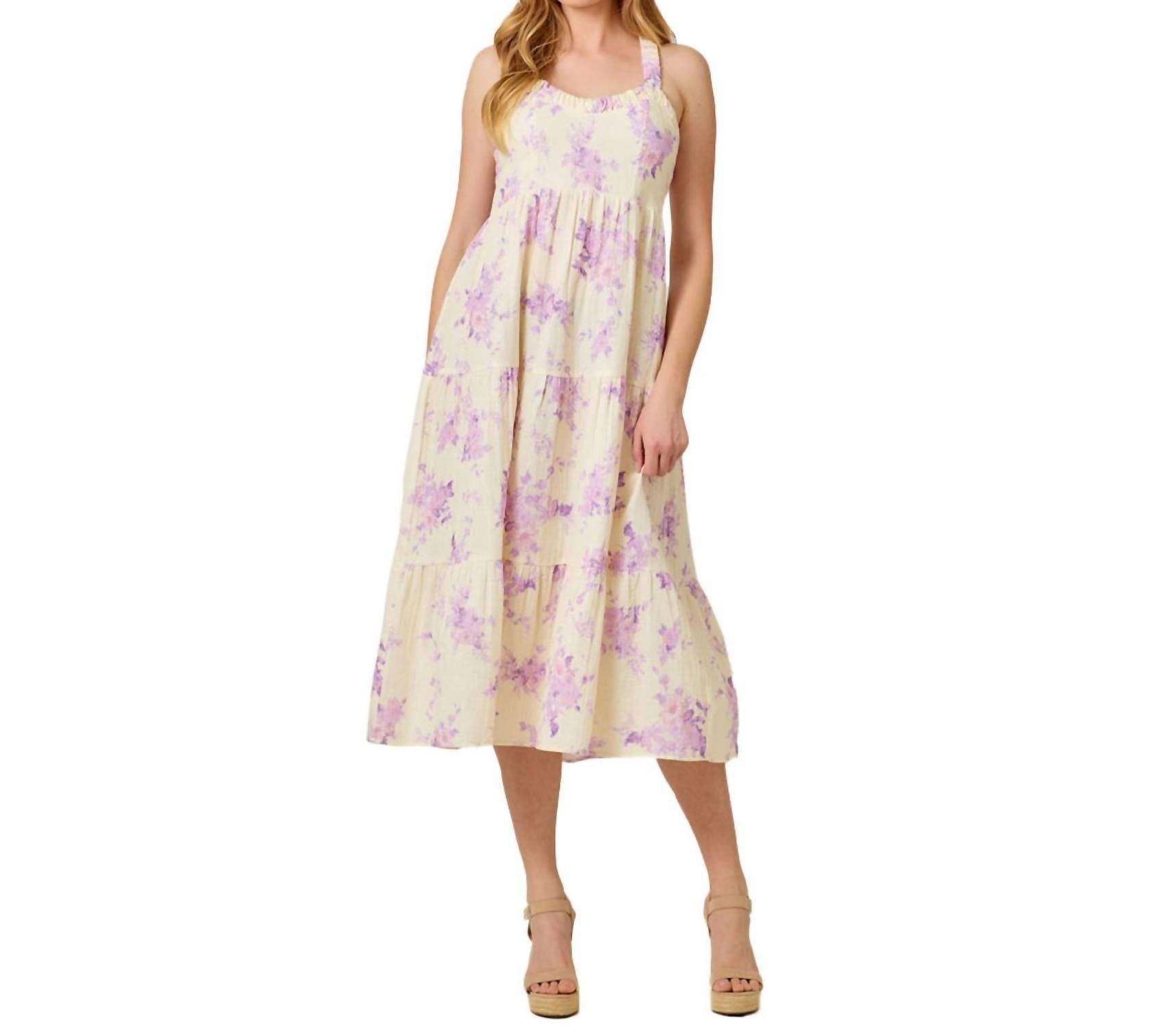Mystree - Floral Tiered Midi Dress