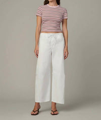 Joe's Jeans The Baby Tee in blush ecru stripe - women's t-shirt - detail view