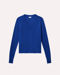 Minnie Rose - Cashmere Frayed Edge Cropped V Neck Top