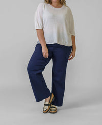 Estheme - Linen Short Sleeve Top - Plus