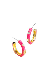 ZENZII Women's Small Enamel Crystal Earrings in hot pink - women's jewelry