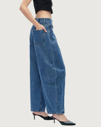 Bayeas - Darted Super High Waist Barrel Jeans