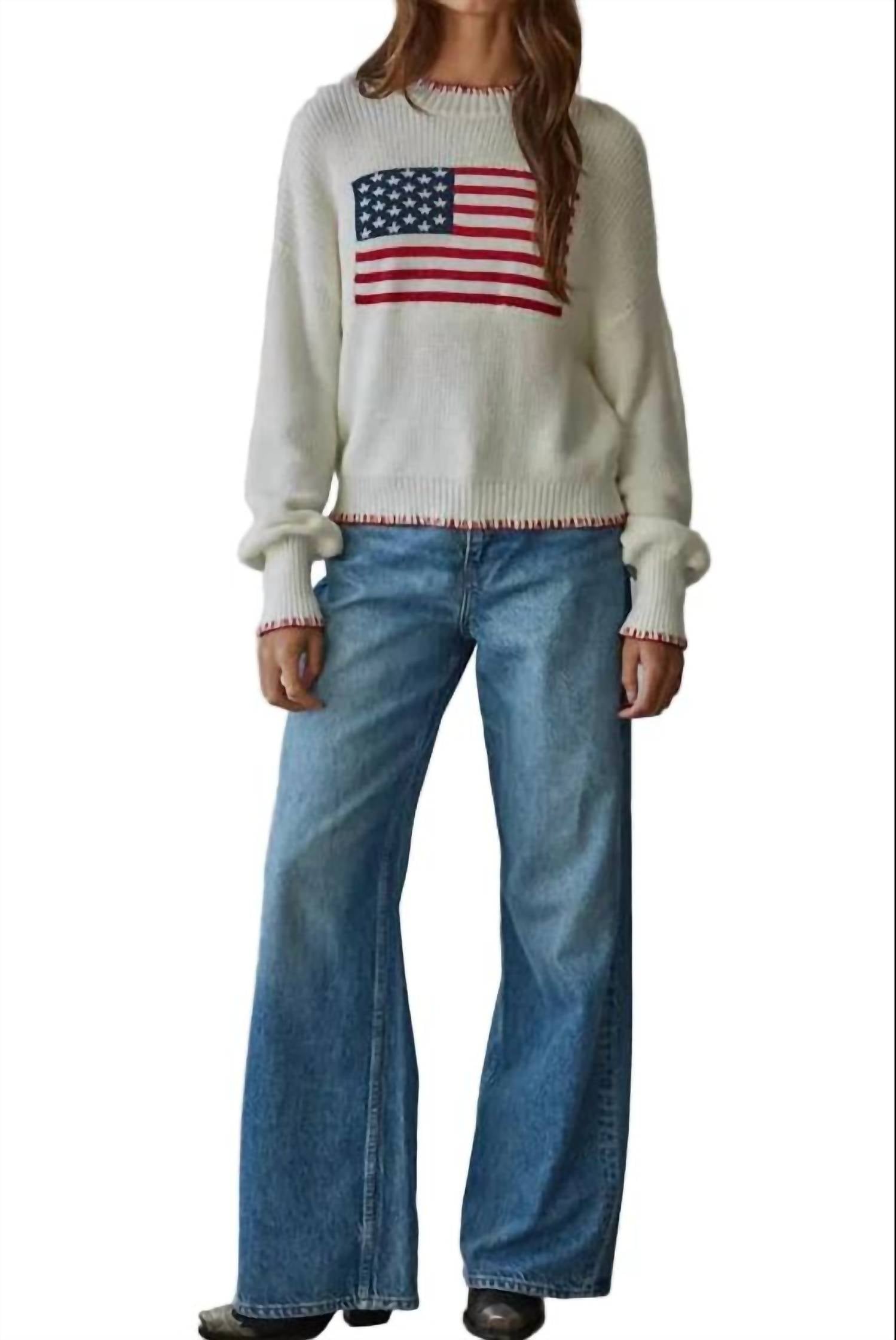 By Together - Knit American Flag Pullover Sweater