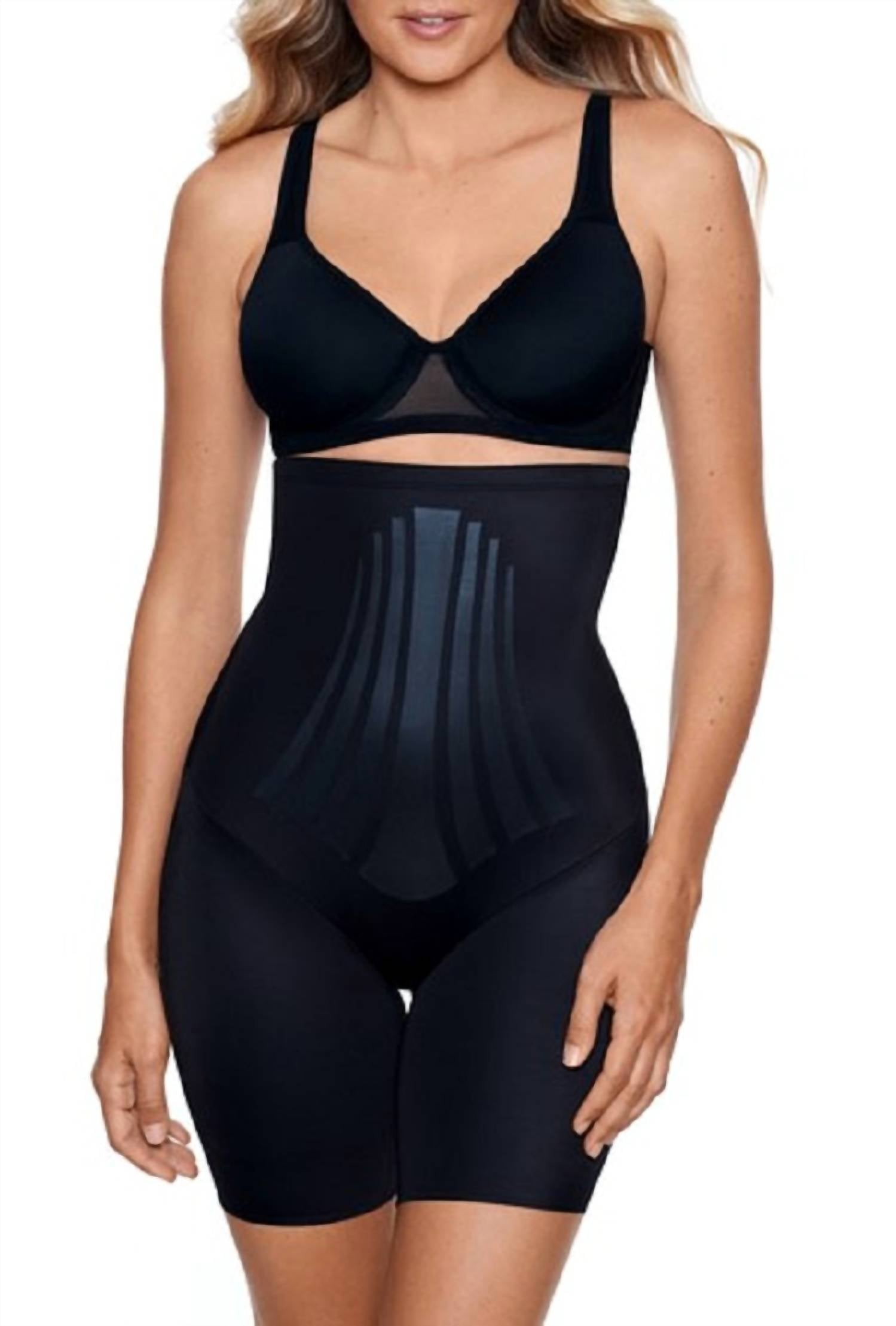 Miraclesuit Modern Miracle Lycra Fitsense Hi-waist Thigh Slimmer Shapewear in black - women's intimate