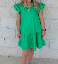 Meet Me In Santorini - Emerald Oasis Scalloped Dress