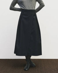 Mijeong Park Wool Blend Pleated Midi Skirt in navy - women's skirt