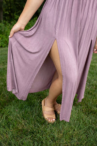 POL Stone Washed Maxi Dress in mauve - women's dress - alternate view