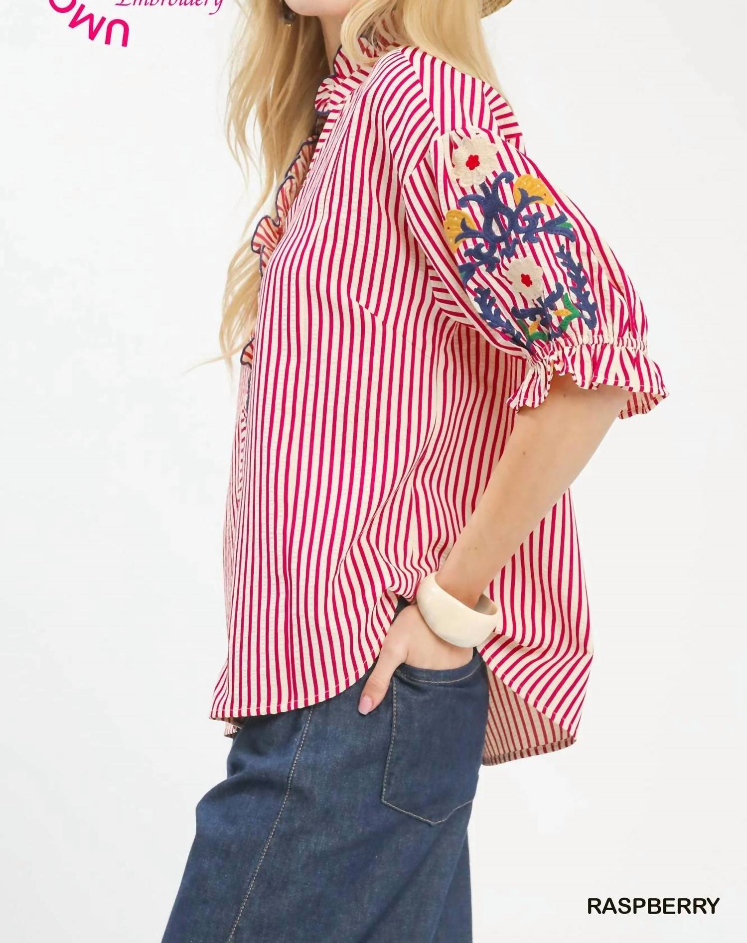 Umgee - Floral Embroidered Top