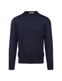 Fioroni Cashmere Duvet Cashmere Crewneck Sweater in navy - women's sweater - view 5