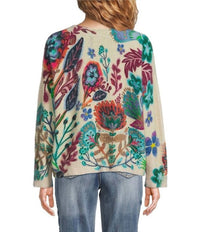 Tru Luxe - Botanical Print Eyelash Funnel Neck Long Sleeve Sweater