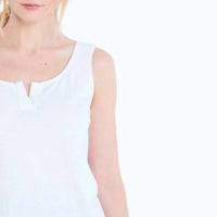Nic + Zoe Split Neck Tank in paper white - women's tank top - detail view