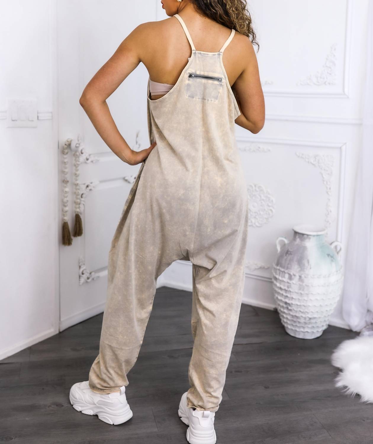 Surelymine - Mineral Wash Jumpsuit Relaxed Fit Pocket Overalls