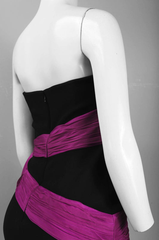 Theia - Women's Ruched Organza Sash Short Crepe Dress