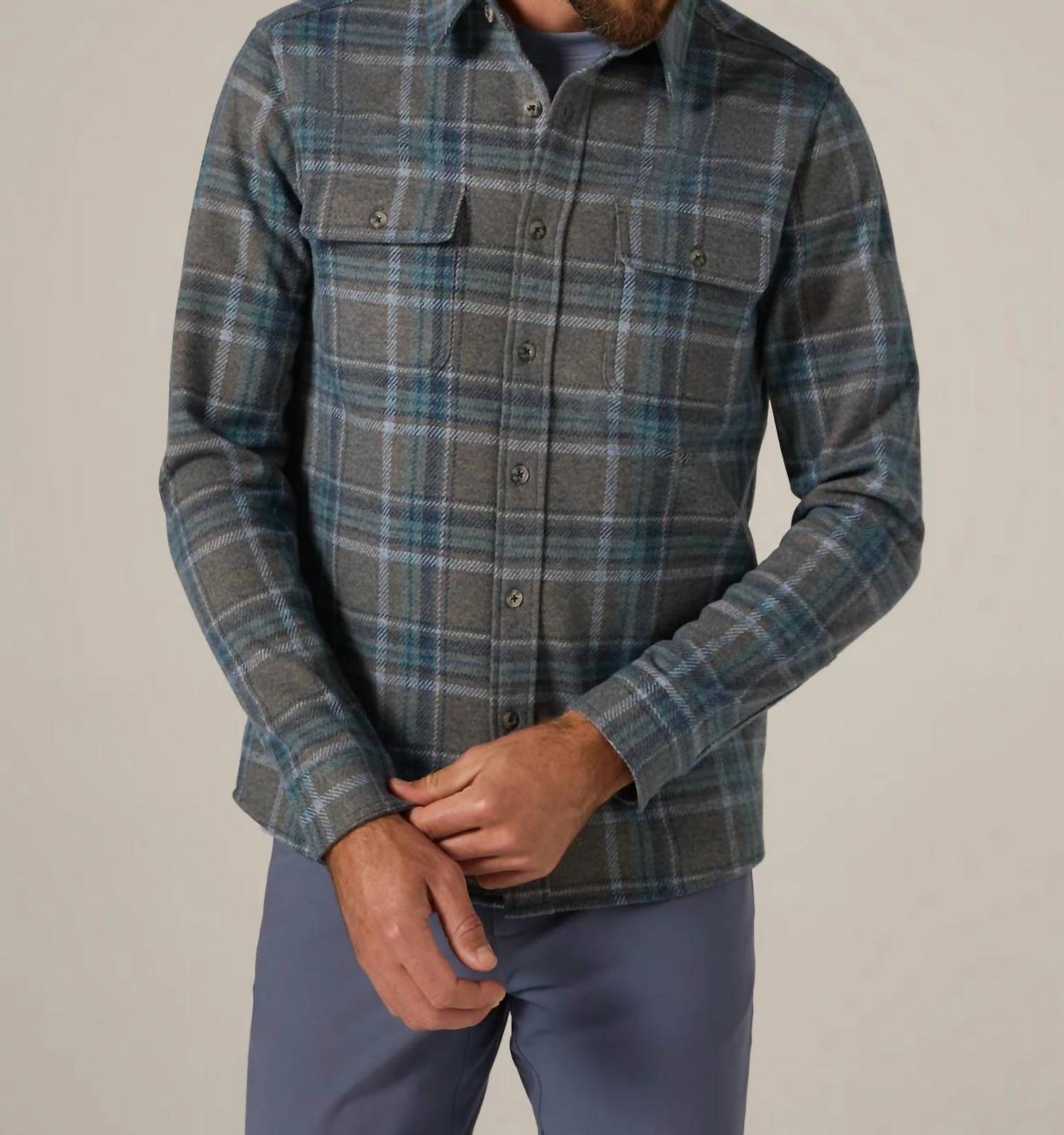 7Diamonds Generation Plaid Soft Knit Shirt in forest - men's shirt