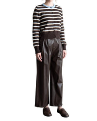 Elle Grey - Faux Leather Straight Pants