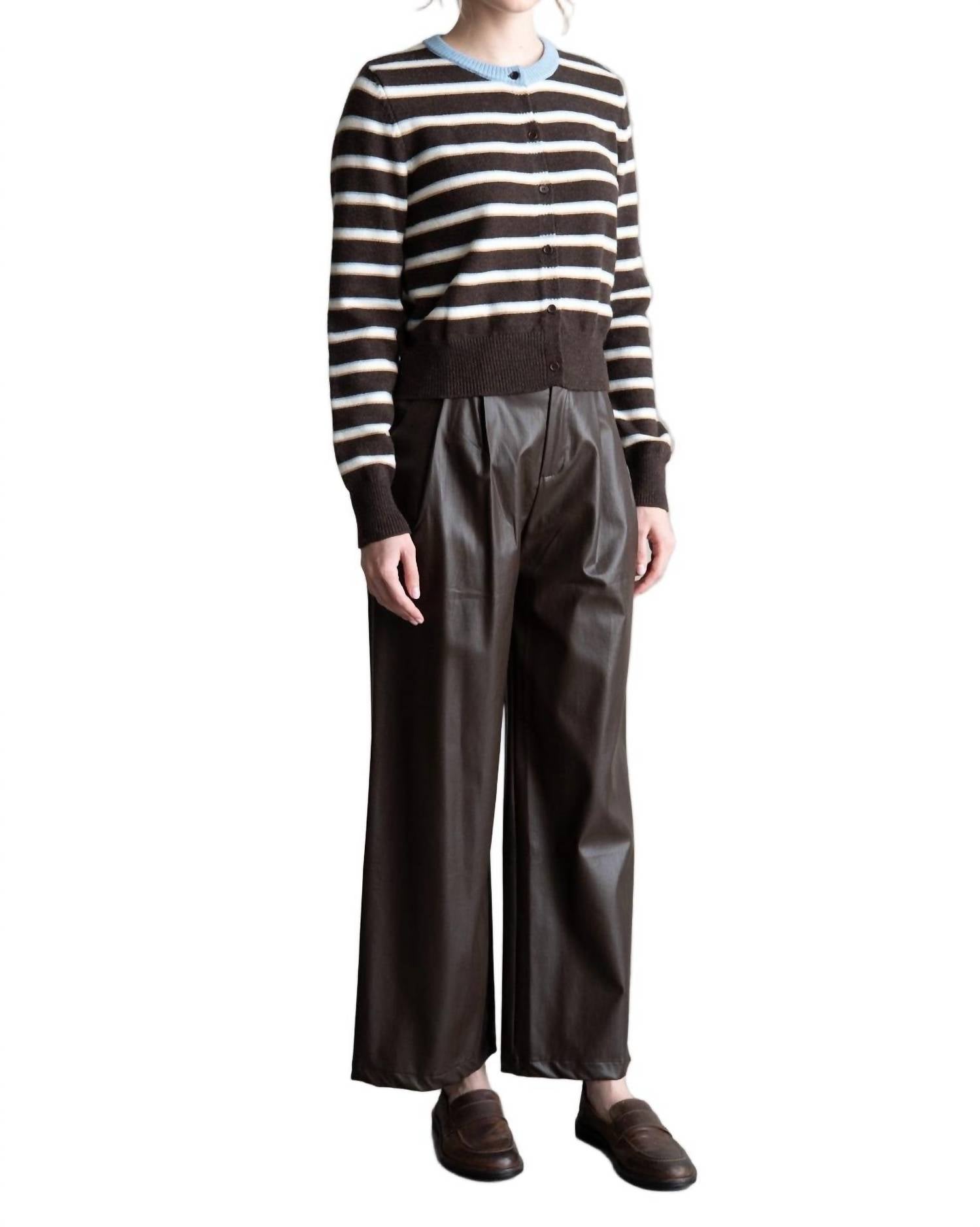 Elle Grey - Faux Leather Straight Pants