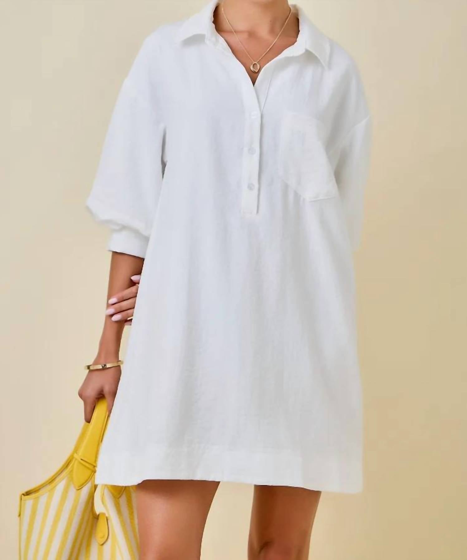 Day + Moon - Puff Sleeve Mini Shirt Dress