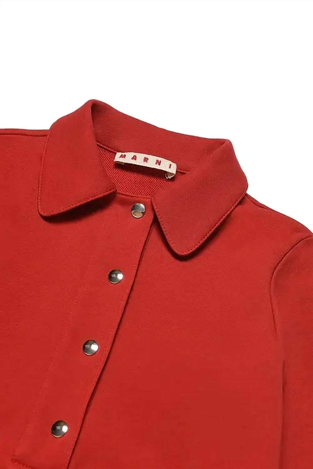 Marni - Girls Collared Dress With Logo Sleeves