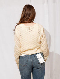 ALLIE ROSE Lydia Cardigan Sweater Top in off white - women's cardigan - alternate view