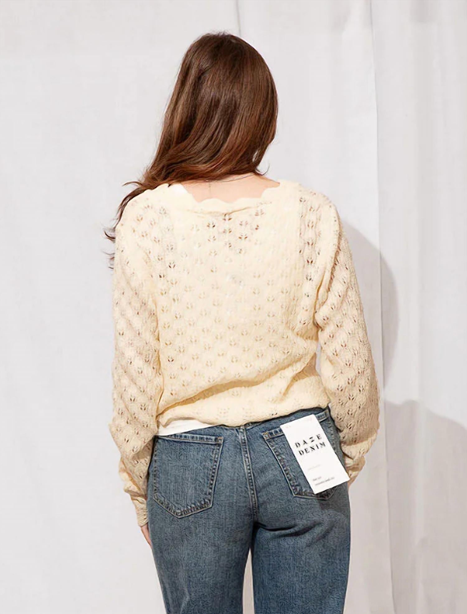 ALLIE ROSE Lydia Cardigan Sweater Top in off white - women's cardigan - alternate view