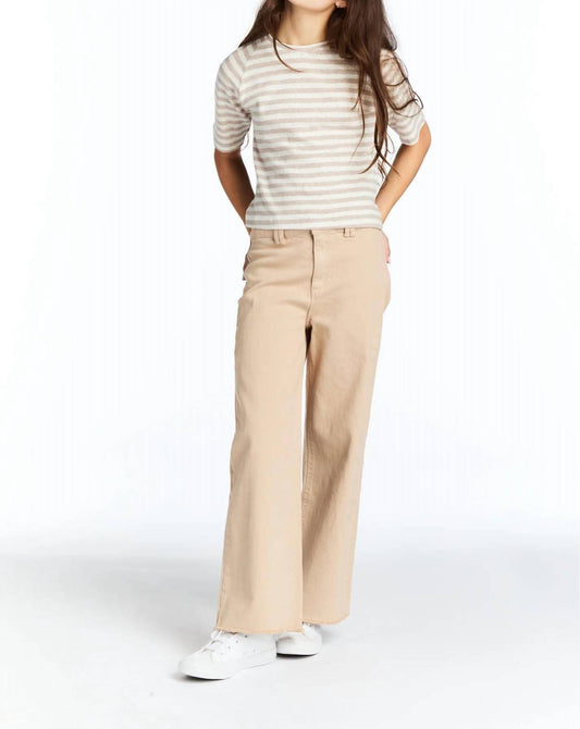 Tractr - Girl's High Rise Flat Front Wide Leg Crop Jeans