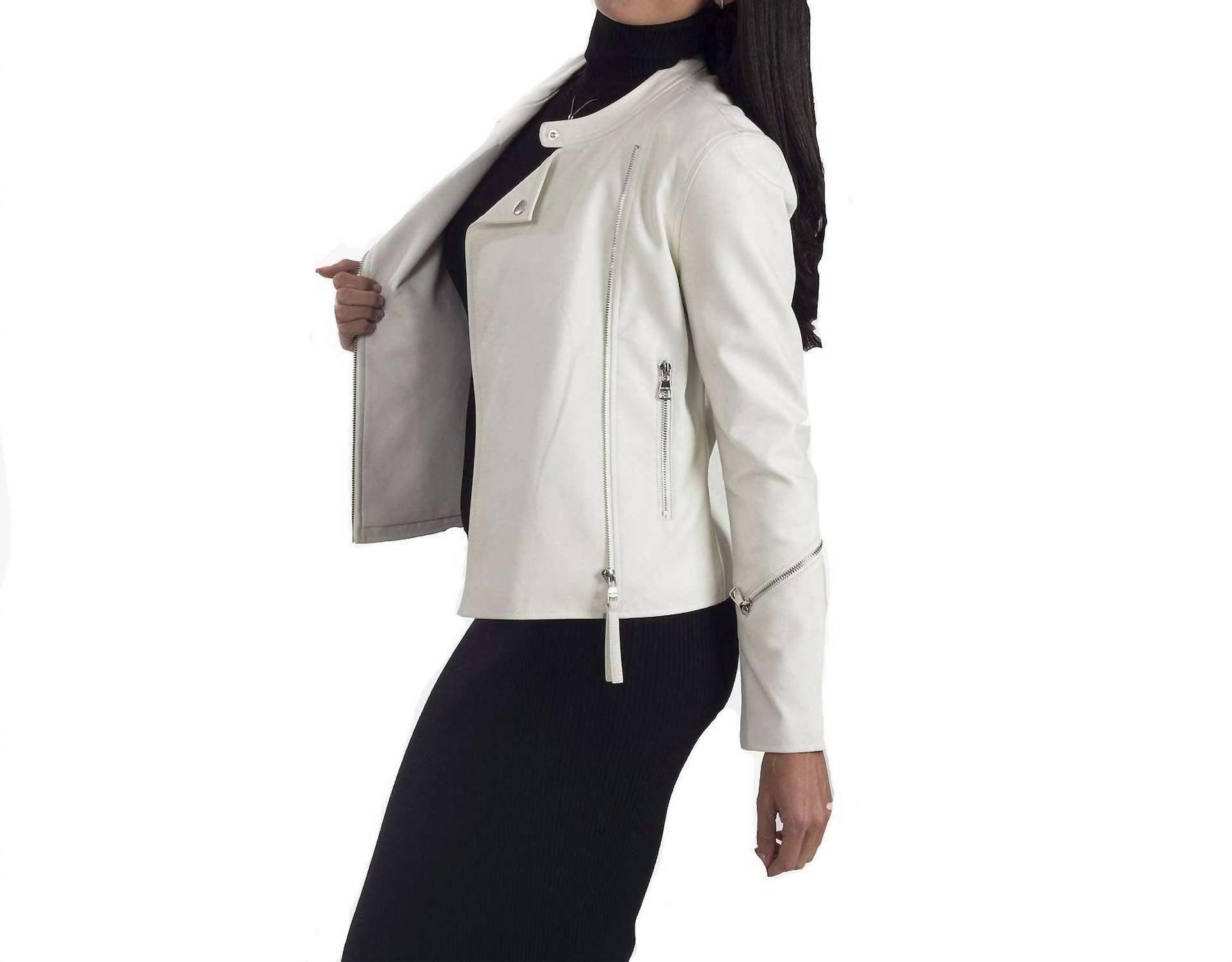 Nine West - Synthetic Leather Biker Jacket
