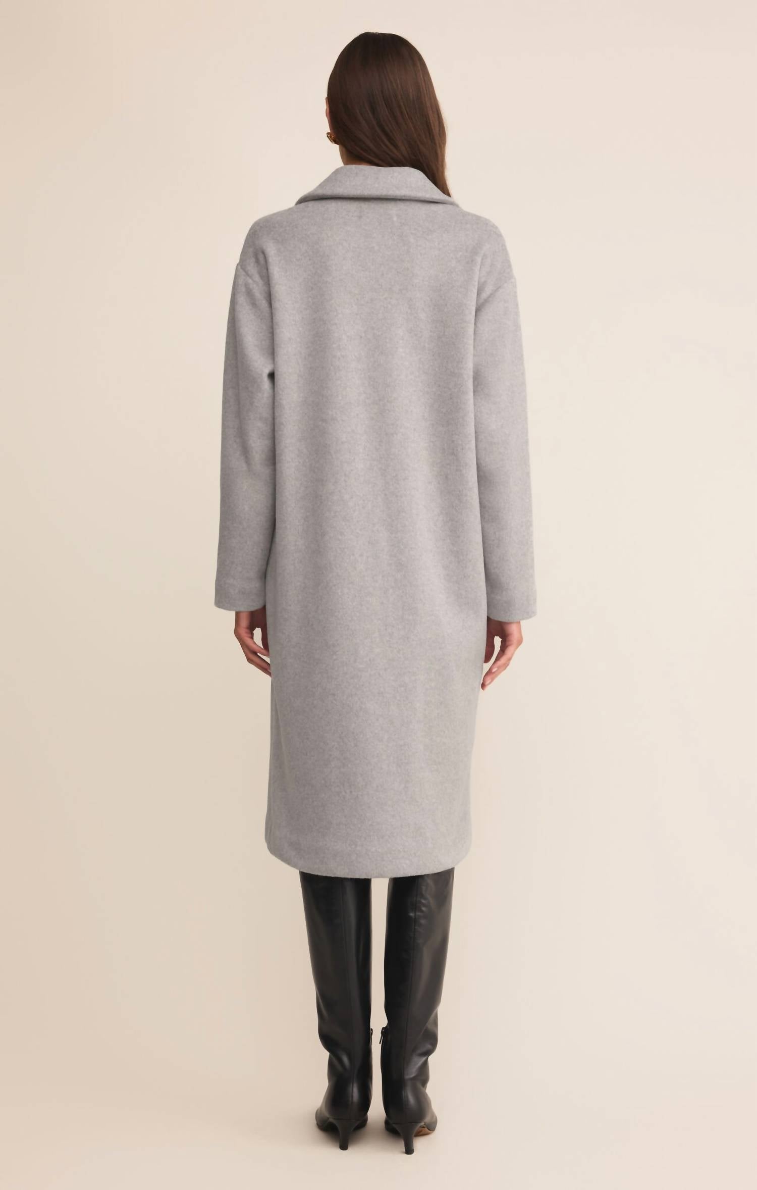 Z Supply Mason Luxe Coat in classic heather grey - women's jacket - detail view